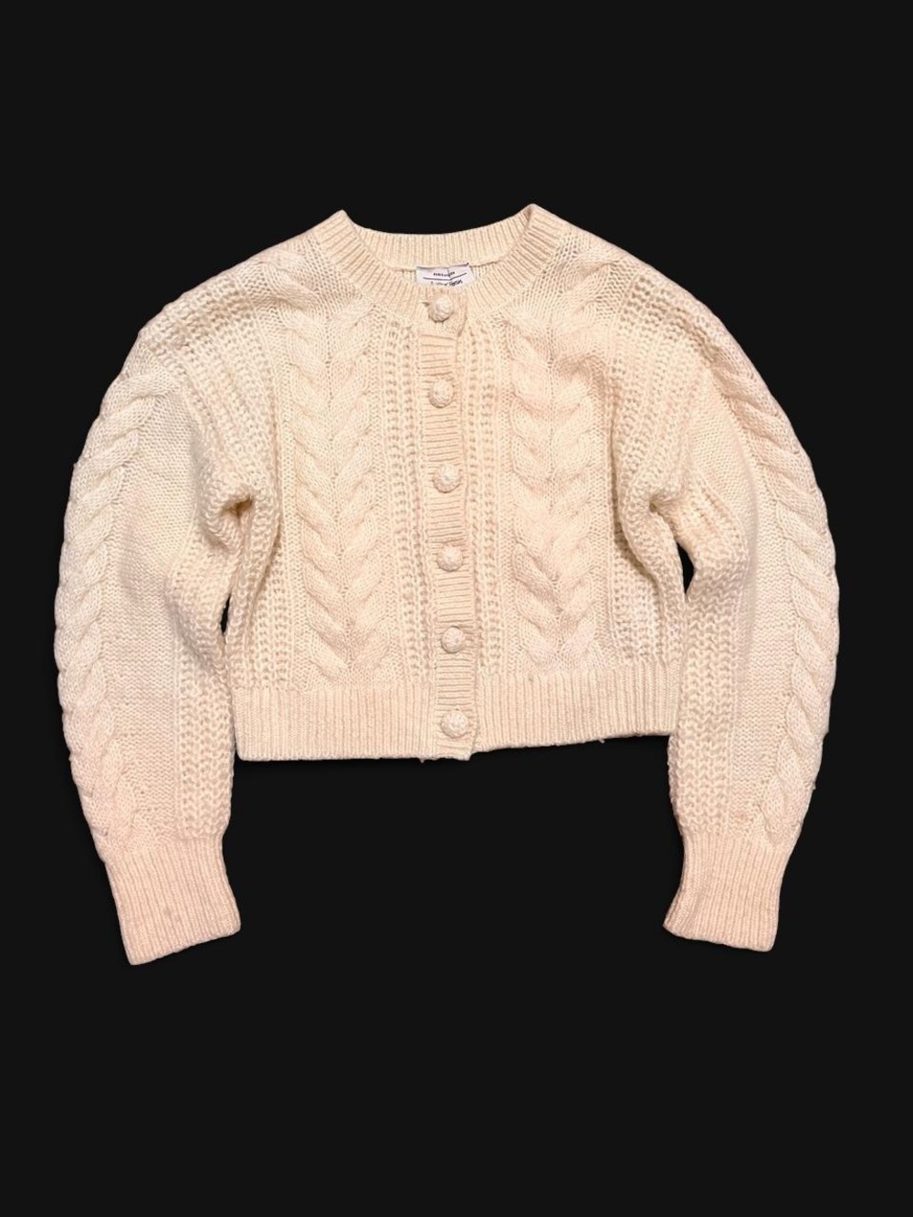 & Other Stories Cream Cable-Knit Button Cardigan